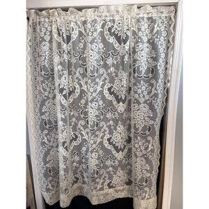 Lace Curtain Panel Floral Design Cream 60"W x 84"L Window Drapery Elegant & Deli